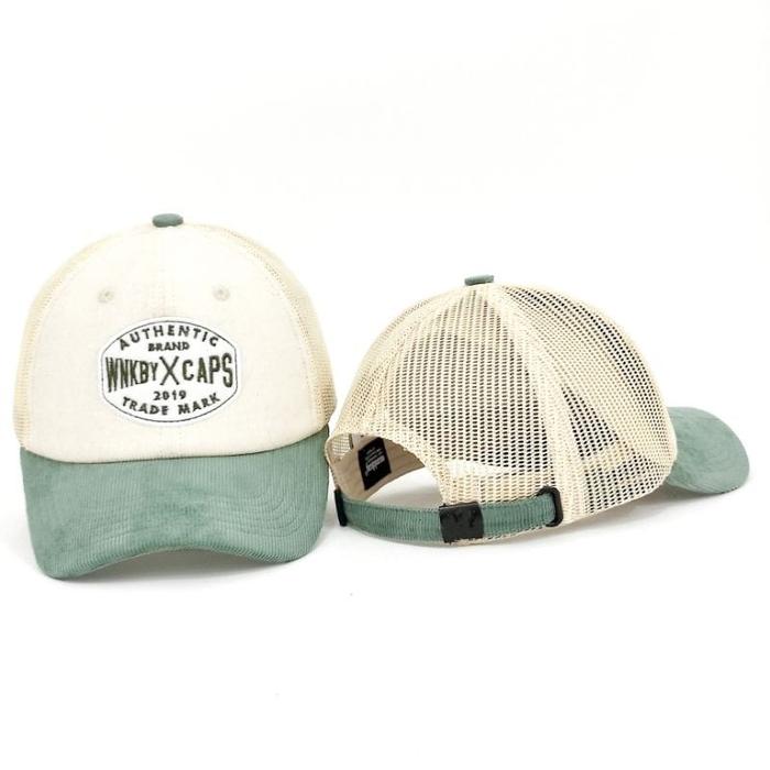 Thisplan Topi Jaring Corduroy Trucker Hat Bright Future crem Bahan Corduroy Dilapisi Busa Tebal Jari