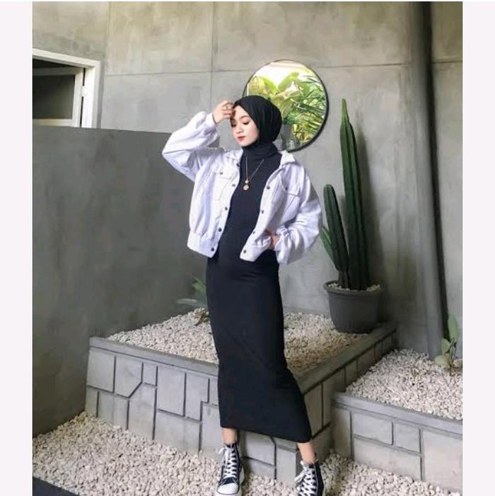 Rok Span Scuba Hitam / Rok Span Kekinian / Rok Span Hitam / Rok Span Hitam Belahan-Non Belahan