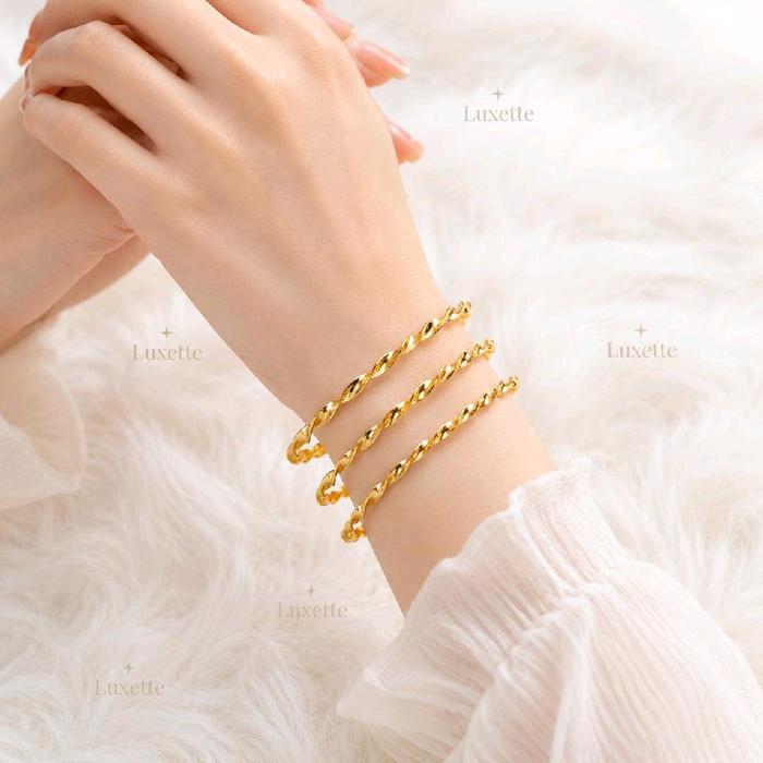 gelang titanium anti karat wanita model keroncong ulir besar