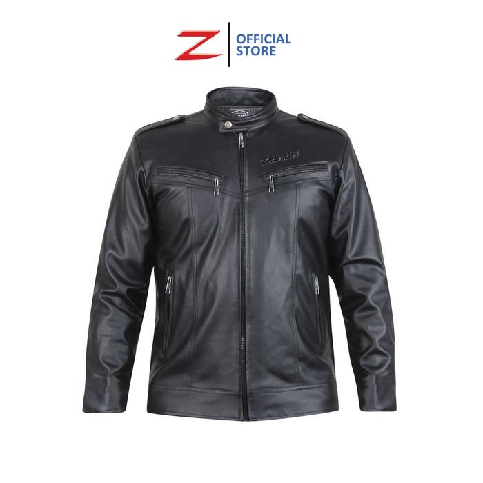 Zeintin - Jaket Pria Bahan Kulit Sintetis Premium Jaket Rider Pria Hitam Elegan Zeintin HG