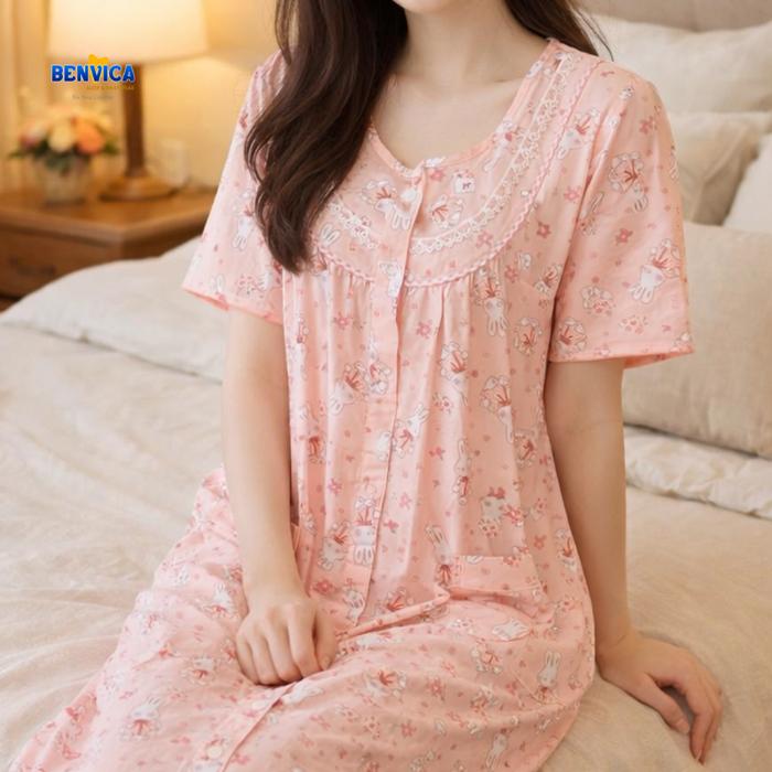 BAJU TIDUR DASTER KANCING KAOS PREMIUM YUMICO - 001 ALL SIZE