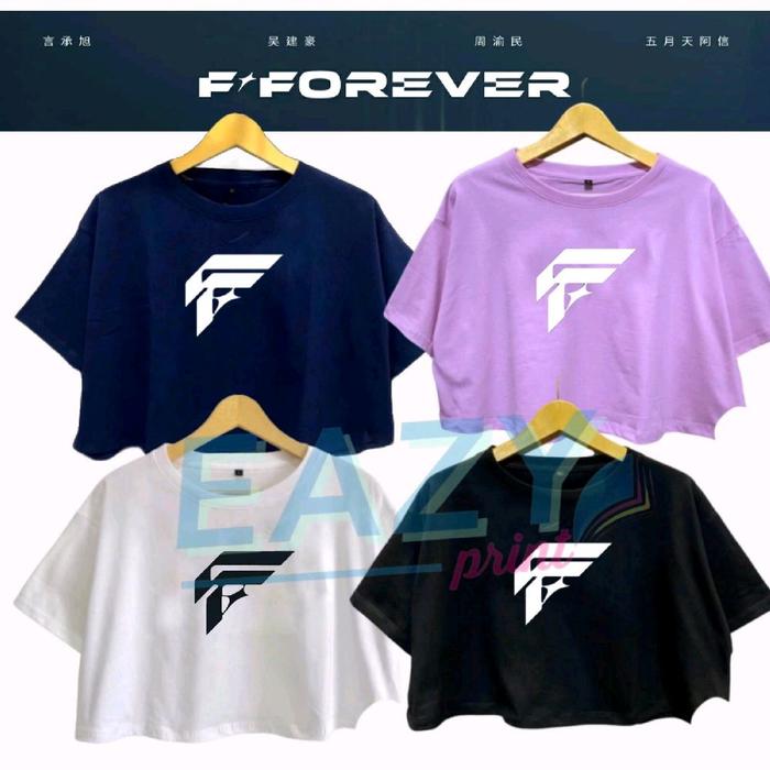 BAJU KAOS CROP LOGO FF PURPLE F4 FFOREVER TSHIRT CROPTOP TAIWAN CHINESE MANDARIN IDOL SINGER F-FOREV