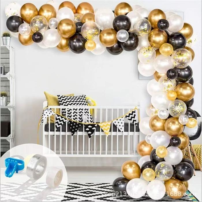 Classic Black Gold Latex Balloon Birthday Party Balloon Chain Suit