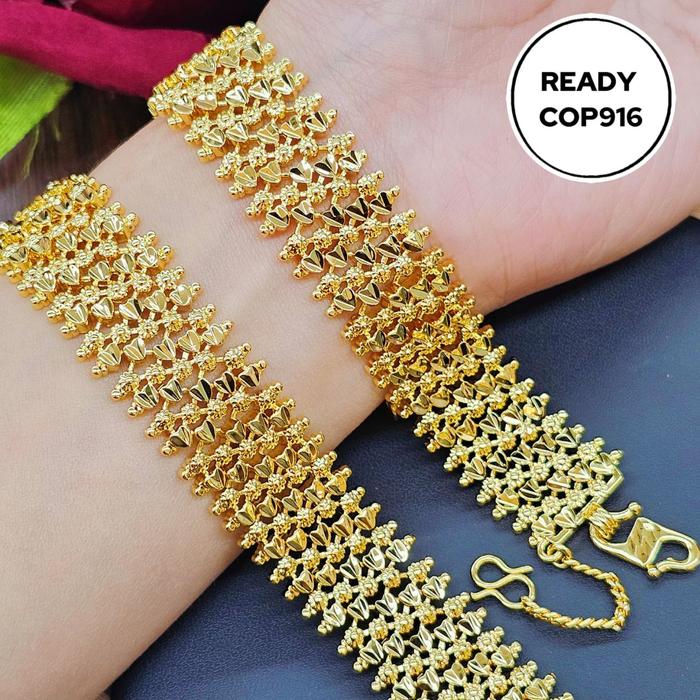 Gelang Tangan Kertas 002 Emas Sadur 24K Emas Titanium Emas Bangkok D1