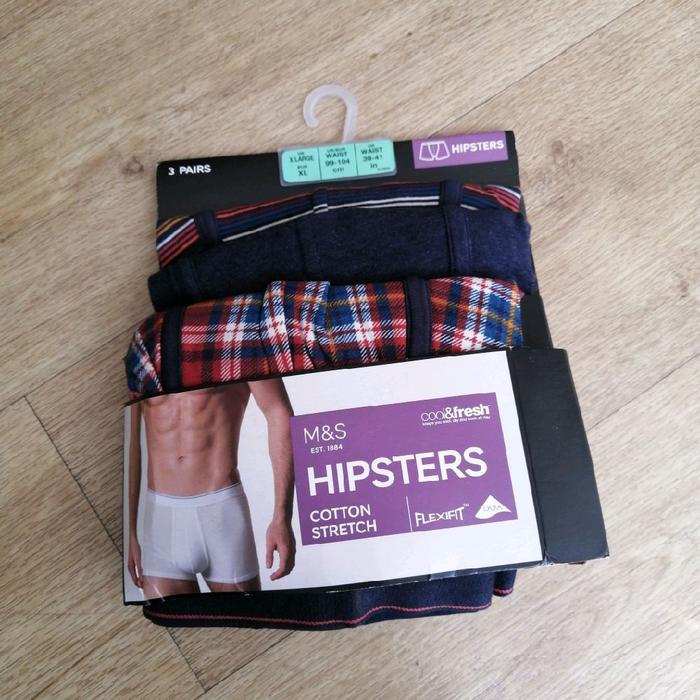 Mark & Spencer Hipsters Cotton  Stretch 3 pairs XL / Celana Dalam