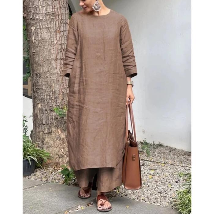 TERBARU Oneset Katun Rami Baju Tunik+Celana HW Daily Set Santai Stelan Remaja Korean Stlye