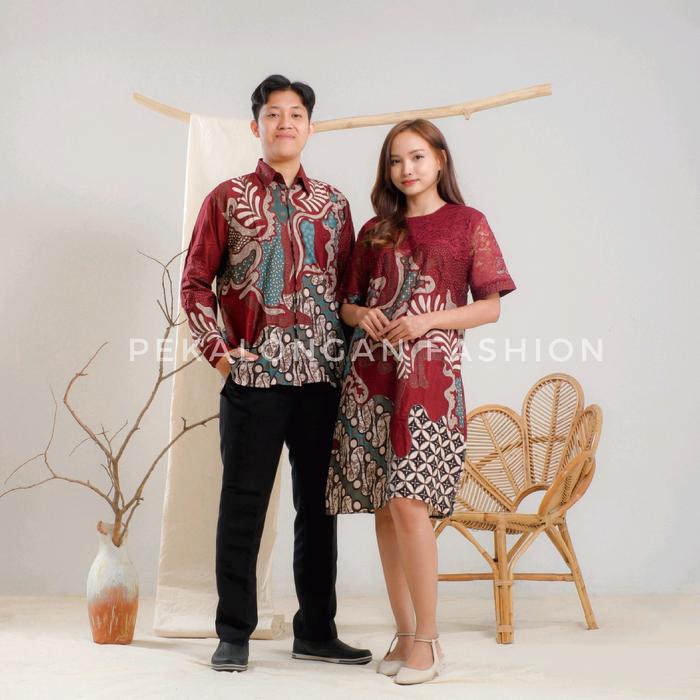 Couple Dress Batik Brokat Seno Couple Batik Natal Dress Brokat Natal