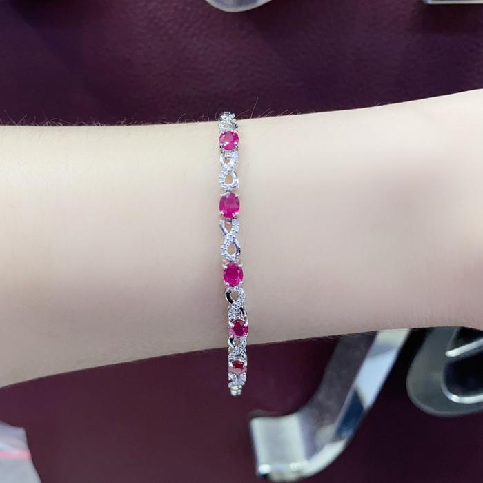 Gelang Rantai Berlian Batu Ruby Burma Kbe1278378 - Kimberly Jewellery