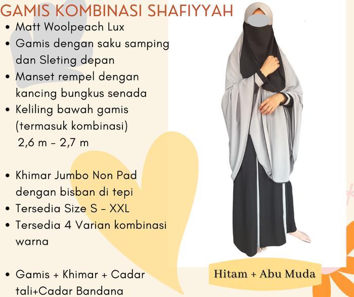 Gamis Syari Set Kombinasi Dewasa/Gamis Syari Set Kombinasi Wolfis Lux