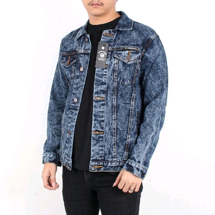 WANGKERS JAKET PRIA JEANS DENIM SANDWASH TERBARU TERLARIS HIGH QUALITAY ORIGINAL LOKAL BRAND DISTRO