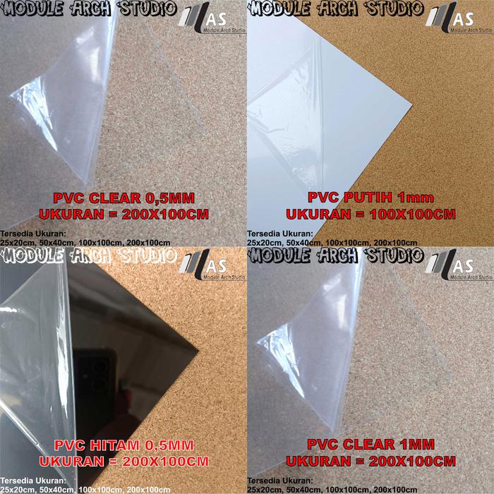 PVC Sheet Glossy 200x100cm - PVC Clear - PVC Putih - PVC Hitam