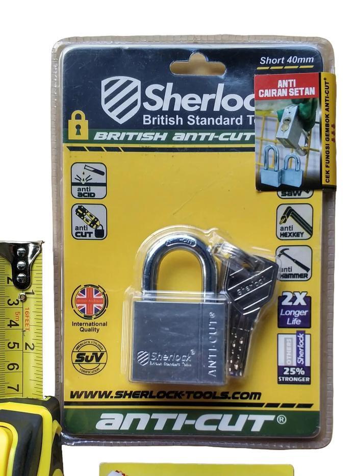 GEMBOK ANTI CAIRAN SETAN ANTICUT 40MM PENDEK SHERLOCK