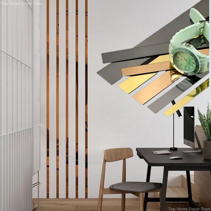 Custom Made Long Mirror Stainless Steel Flat Molding Line 3D Wall