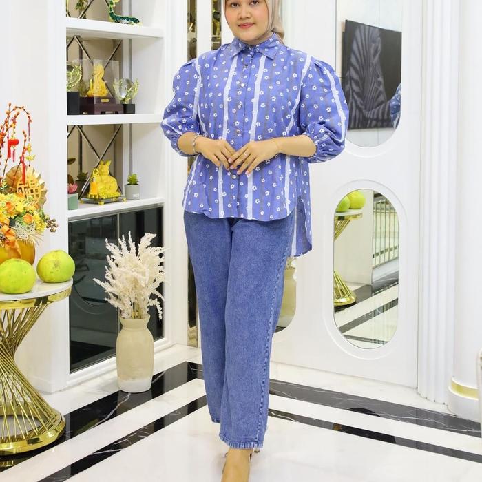 Setelan Celana Jeans Setcel Jeans Setcel kemeja motif Setcel Kerja Setcel Wanita Setcel Premium