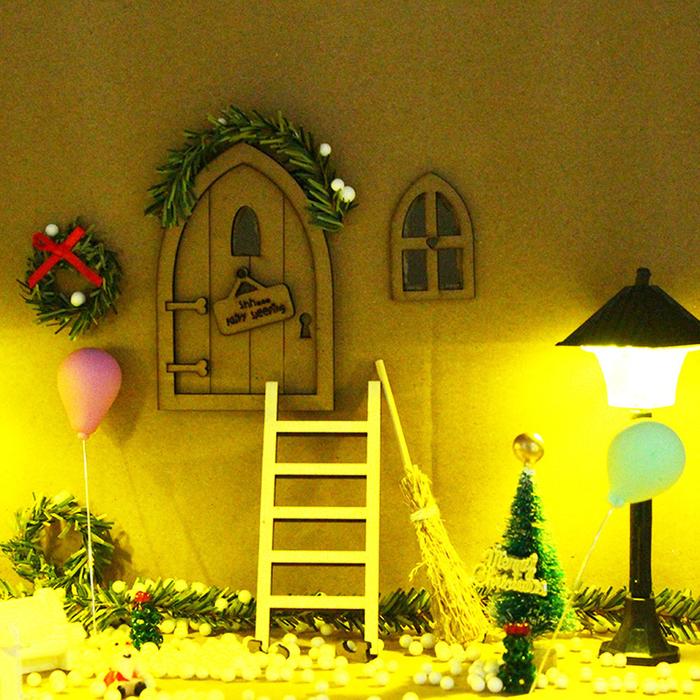 Miniatur Kayu Elf Pintu DIY Dekorasi Mini Atrium Natal Set