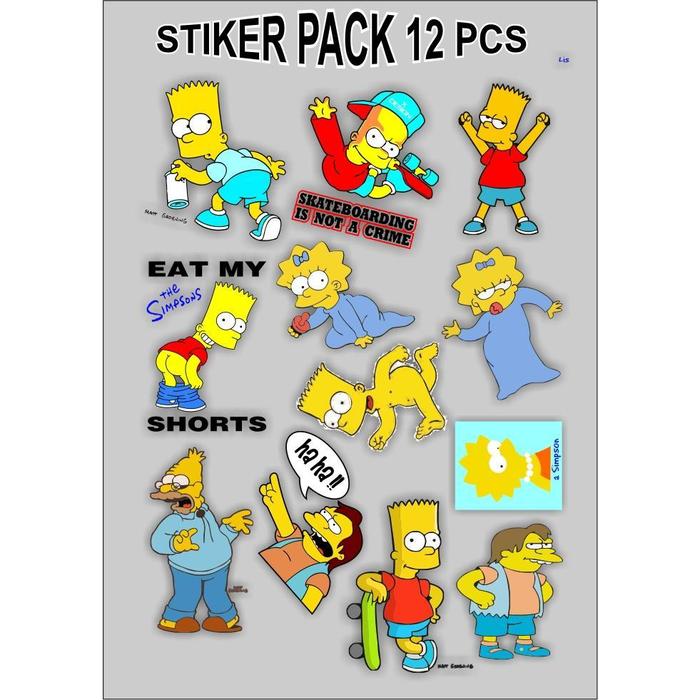 STIKER PACK BART SIMPSON 12 PCS STICKER VINYL MOTOR HELM KULKAS HP DLL
