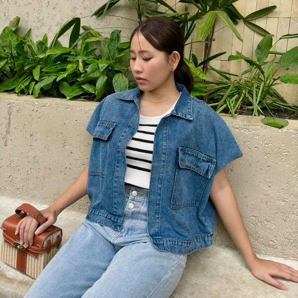 Lisa denim vest - vest denim - vest jeans - denim vest - jeans vest - rompi jeans - rompo denim - ou