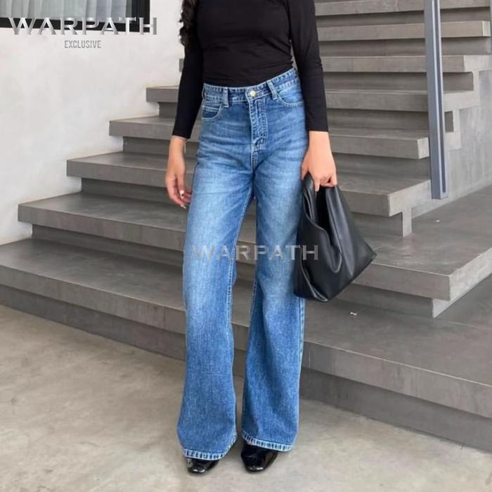 WARPATH - Cutbray Loose Celana Baggy Flare Jeans SWAGBOOT 9267  Wanita Nyaman Panjang High Waist