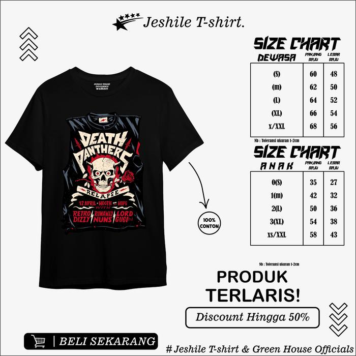 Kaos Metal / Baju metal band/edisi DEATH PANTHERS Private Judgment Day / T shirt Metal / Kaos Band /