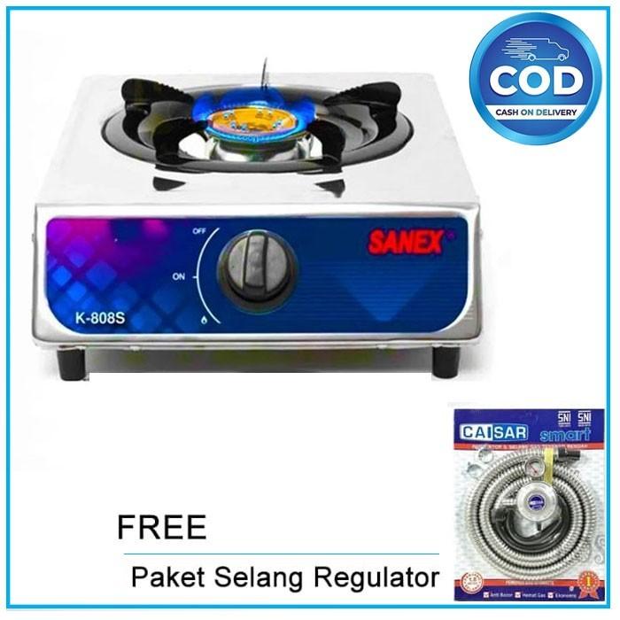 Sanex Kompor Gas 1 Tungku stenlis / kompor Gratis Paket Selang + Regulator Sni ORI PROMO