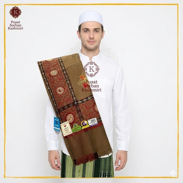 Sorban ALMAS Shawl Kashmiri Mumtaz 4003 Bahan Premium Wool Polyester Silk Teknik Tenun Jacquard Moti