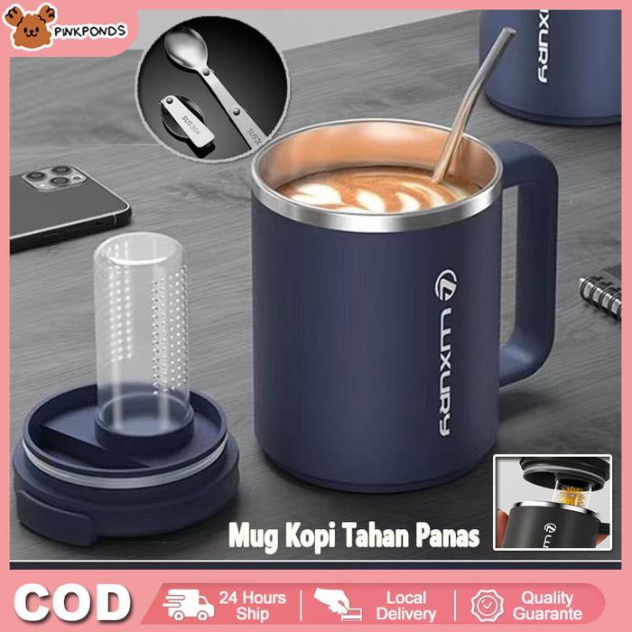 TUMBLER Mug Kopi Stainless Steel Mug Kantor Atau Cangkir Kopi Stainless Steel 304 Mug Dengan Tutup C