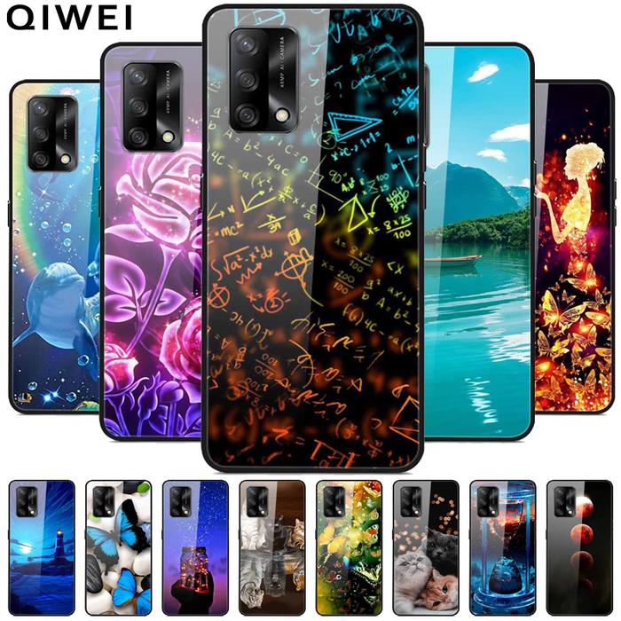 Tempered Glass Case For OPPO A74 4G / A54 4G Cases Cool Hard PC Phone