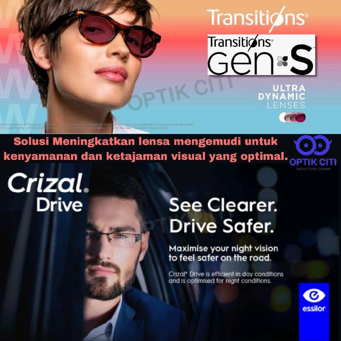 Lensa Kacamata Photocromic Crizal Essilor Crizal Drive Transition Gen S Essilor Original