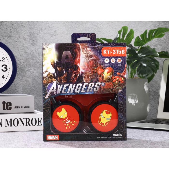HEADPHONE KT-3156 IRONMAN SUPER BASS/ HEADSET KARAKTER KT3156 + MIC/ Headphone karakter avengers