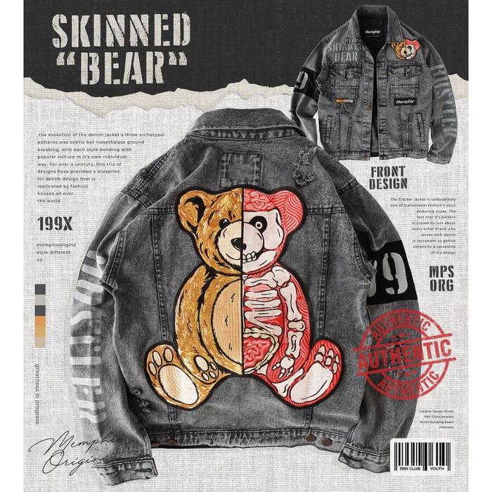 Ripped Denim Jacket Memphisorigins Skinned Bear Limited Edition