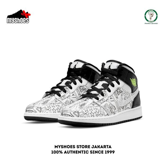 sale Sepatu Sneakers Anak Air Jordan 1 Mid SE DIY Doodle  100% Authentic - DC4099 100
