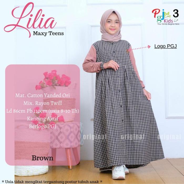 Lilia Maxy Dress Teens Kids By PGJ / Dress Maxy Anak Motof Kotak Kotak