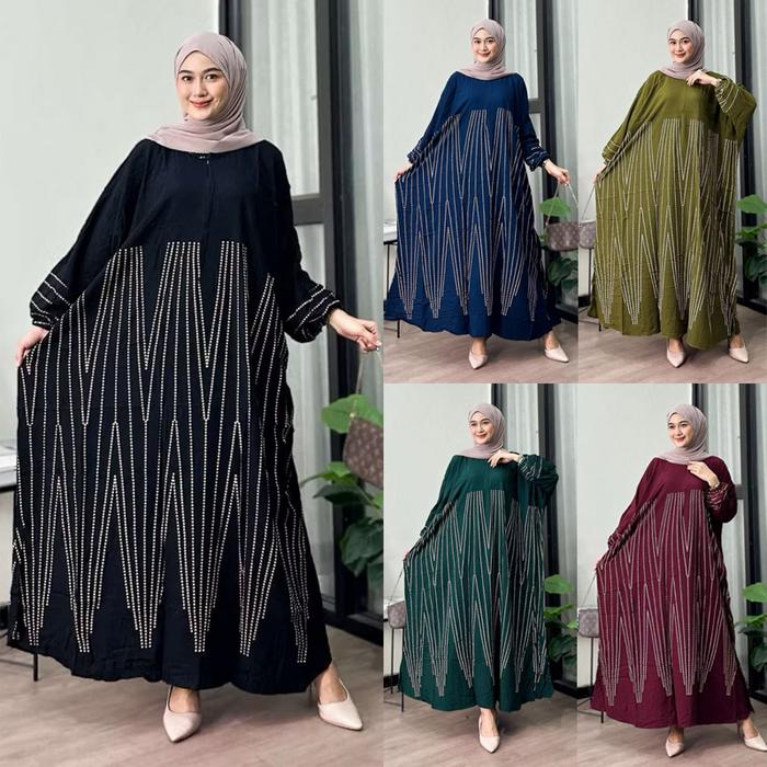 Kaftan Rayon Motif Berlian Super Jumbo Daster Lowo Rayon Dress Wanita Muslim Gamis Rayon