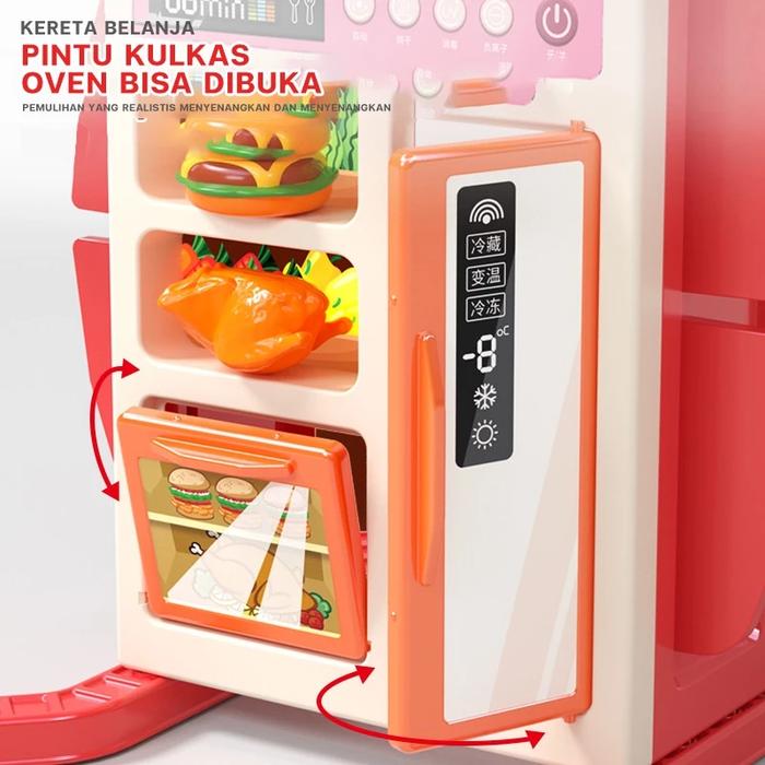 【24H 】95cm Mainan Anak Spraying Mist Kitchen / kitchen set mainan/Kitchen Set Bisa Keluar Uap Ukuran