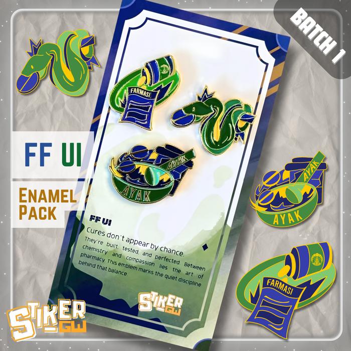 [BERIZIN RESMI] Enamel Pack UI – FF | 3 Enamel Pin Fakultas Farmasi Universitas Indonesia | StikerGW