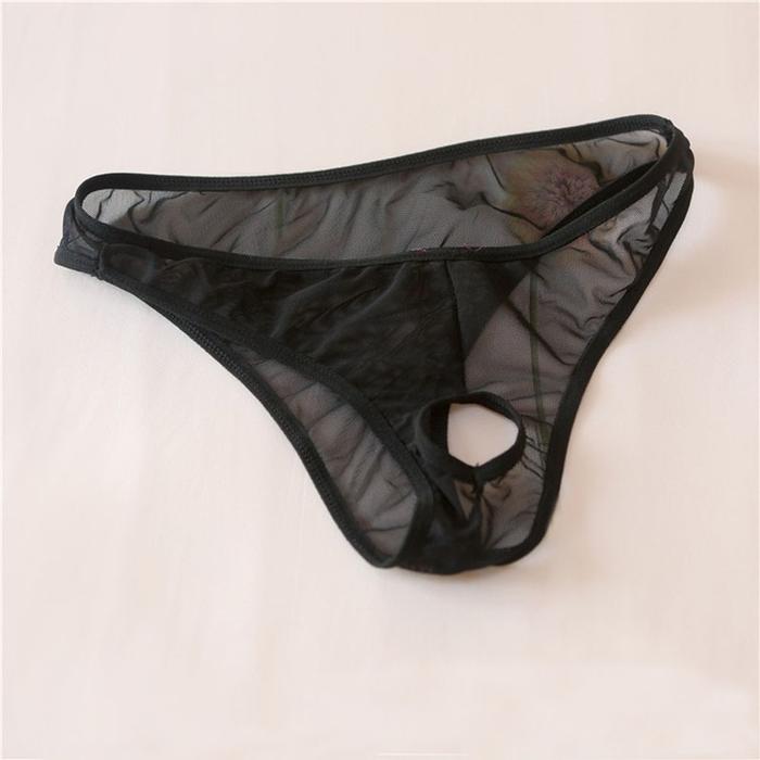 Celana Dalam Pria Sexy Open G String Cowok Low Waist transparan  Thong Big Size y0500-1