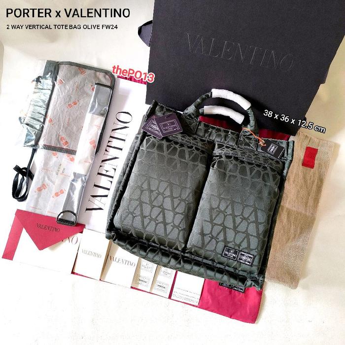 PORTER X VALENTINO GARAVANI 2 WAY VERTICAL TOTE BAG SAGE GREEN FW24 AUTHENTIC 100% BNWT
