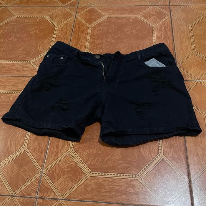 Celana jeans denim hitam polos wanita cewek preloved thrifting like new