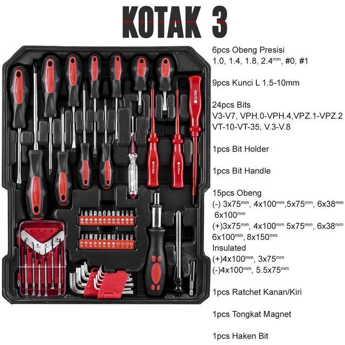 Tool Kit 187 PCS Perkakas Bengkel dan Rumah Lengkap Koper Multifungsi