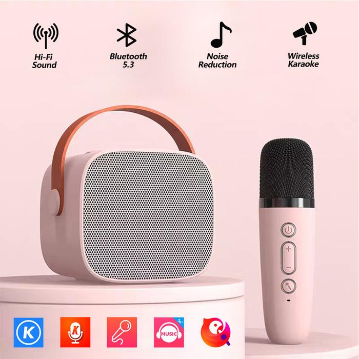 Speaker Mic Bluetooth Karaoke Portable Mini Loudspeaker Lespeker Bluetooth 1 Mic Set MP3 Player