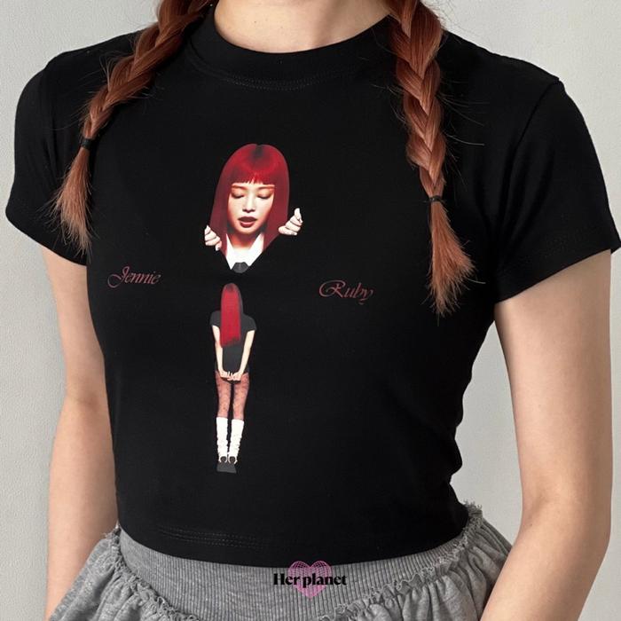 [Her Planet] Jennie Ruby Crop Top Crop Tee Heavyweight 20s | Ruby Jennie | Like Jennie | Kaos Jennie