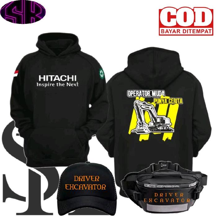 HOODIE JUMPER EXCAVATOR HITACHI SWEATER JAKET EXCAVATOR ALAT BERAT
