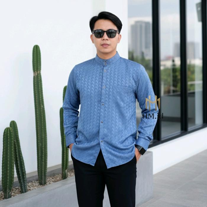 HM.id - Kemeja Chevron - Atasan kemeja koko motif Versace, baju pria dewasa lengan panjang mewah, el