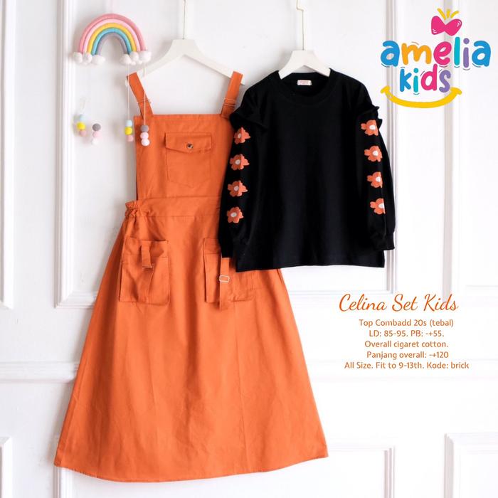 OVERALL SET sudah termasuk inner kaos untuk usia 9-13 tahun anak SD SMP