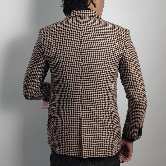 Hoof Blazer Pria Tartan Bintang Slimfit Kasual Huntsmen Pasti Ori