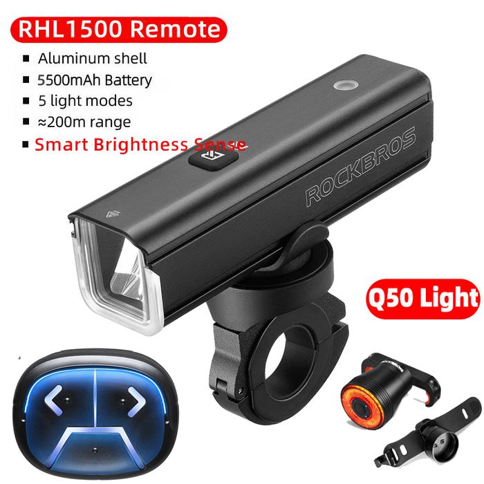 ROCKBROS 1500Lumen Bicycle light Remote Control 5500mAh Bike Light