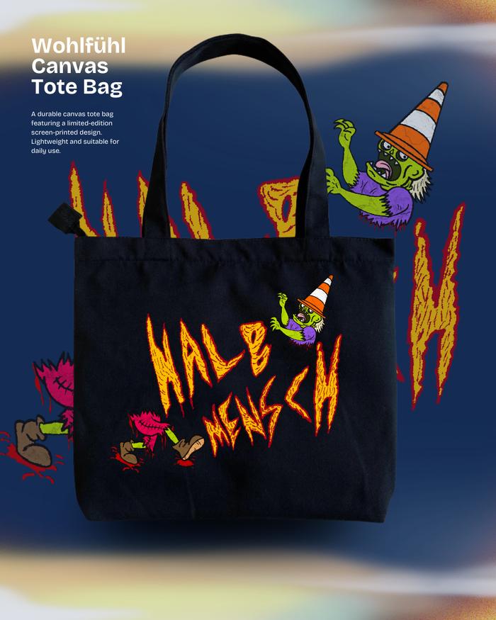 Wohlfuhl Premium Canvas Tote Bag (Black) – “Halb Mensch” (Limited Edition)