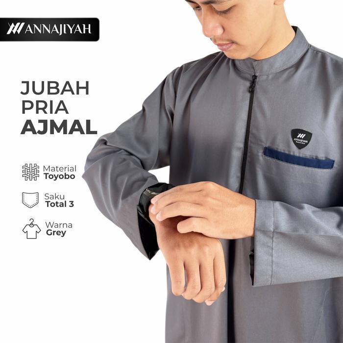 Jubah Gamis Pria Dewasa & Remaja Ajmal ANNAJIYAH Bahan Original Toyobo Premium