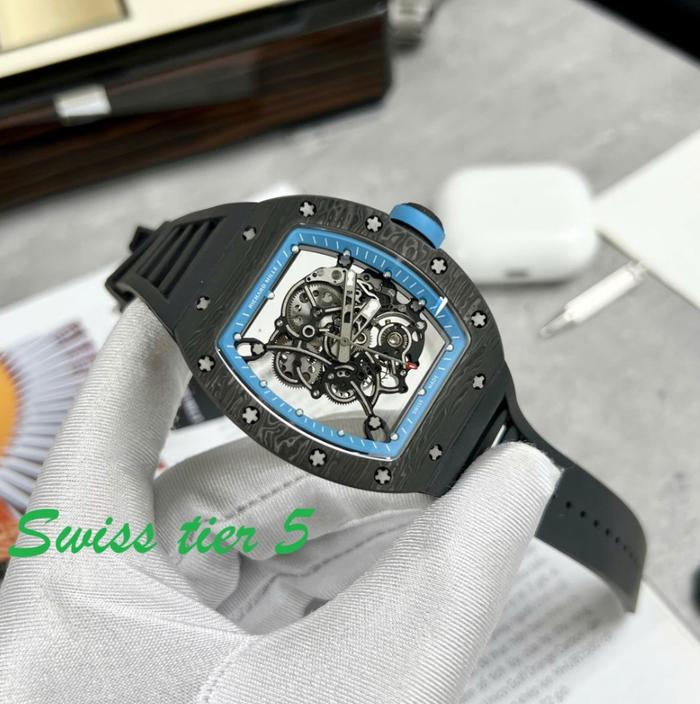 SWISS TIER 5RichardMille RM055 Replica Watch Full Carbon Case Rubber Strap 45mm