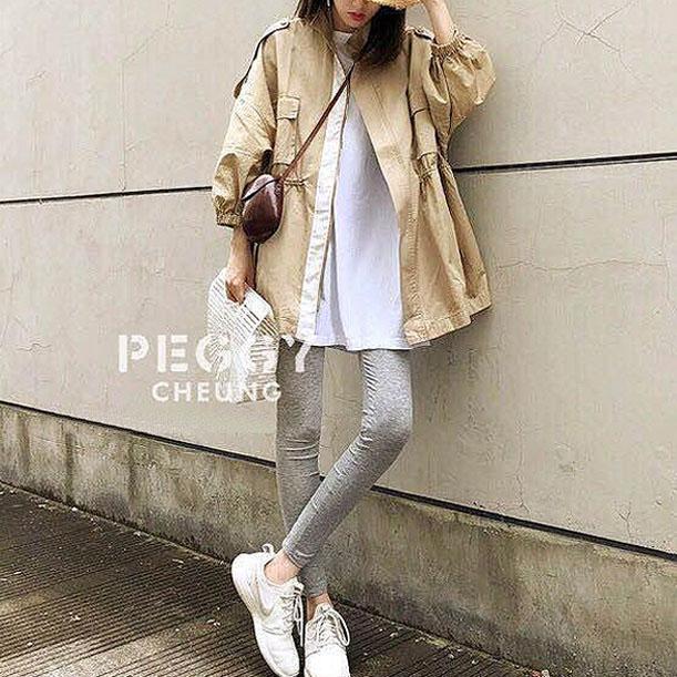 JAKET COAT KATUN CARGO TWILL WANITA KREM KHAKI OVERSIZE KOREA IMPORT